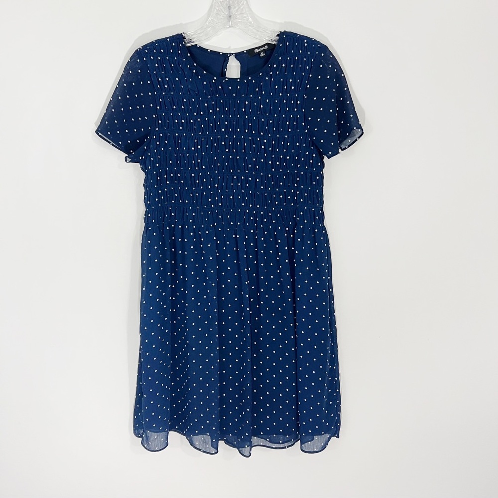 Madewell Georgette Smock Top Mini Dress in Polka Dot Size XS